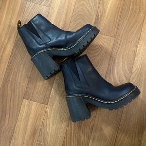 Worn 1x-Dr. Martens Spence Leather Flared Heel Chelsea Boots Black Womens Size 6